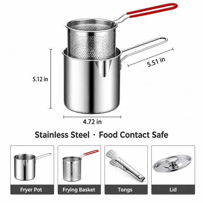 🔥Last Day 49% OFF 🔥3Pcs Stainless Steel Deep Fryer Set🍟