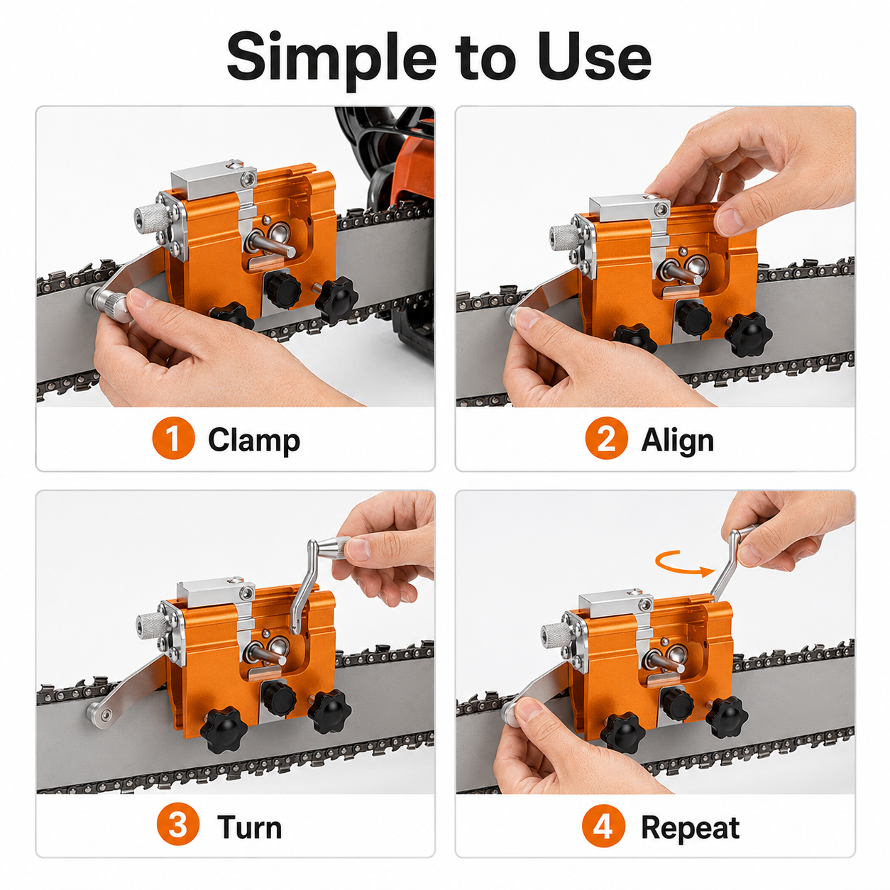 Portable Chainsaw Chain Sharpening Jig  |  Hand-Crank Guide for Fast, Consistent Chain Maintenance