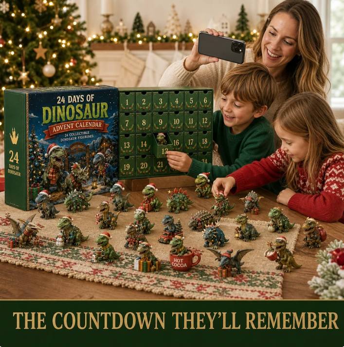 🦖24 Days of Dinosaur Christmas Advent Calendar – 24 Collectible Dino Figurines Holiday Surprises