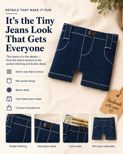 🤠Mini Jeans Wallet - A tiny denim wallet with big handmade charm