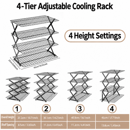 🍪 Adjustable Foldable Cooling Rack – 2 / 3 / 4 Tiers