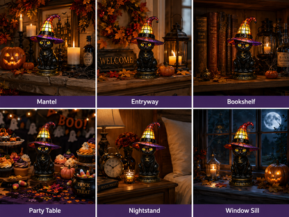 🔥Hot Sale 50% OFF 🎁🐈 Halloween Black Cat Witch Hat Night Light