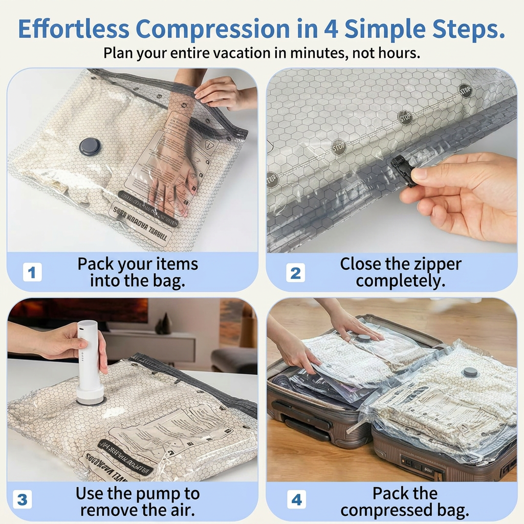 🔥Cordless Travel Vacuum Storage Compression Bag Set