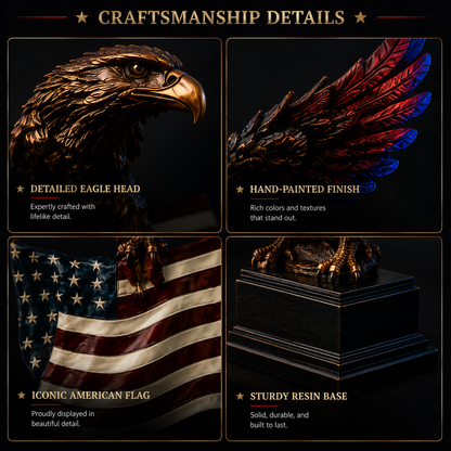 🔥LAST DAY 50% OFF🎁🦅 Patriotic Bald Eagle with American Flag Statue