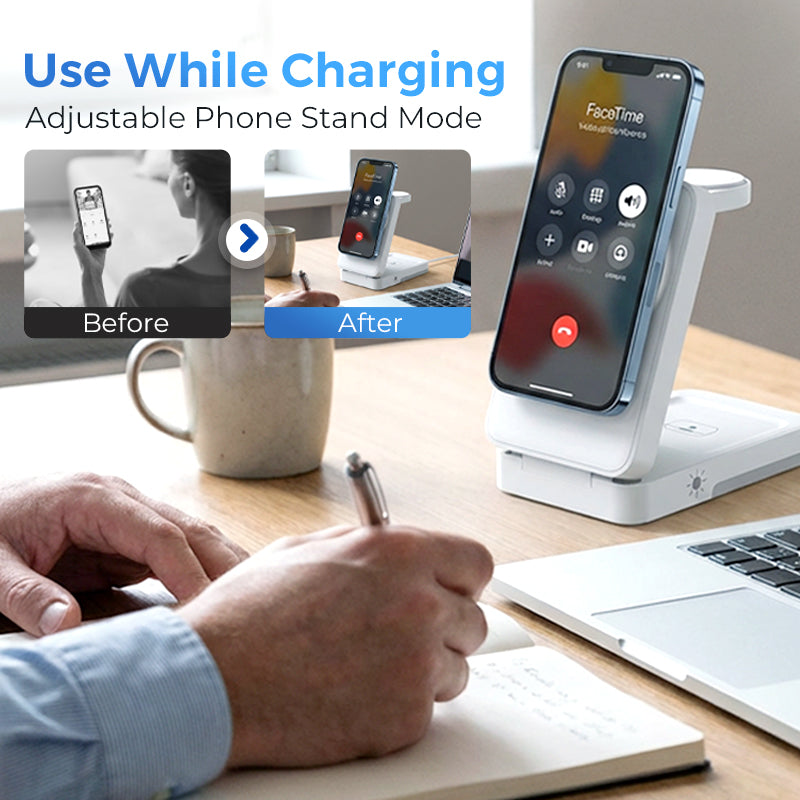 ⚡ 3-in-1 Foldable Wireless Charging Station for iPhone, Apple Watch & AirPods