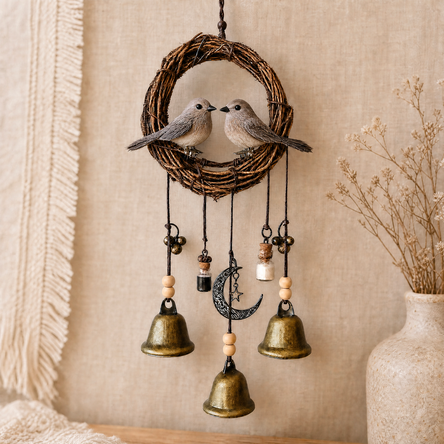🐦Lovebirds Wind Chime - Handcrafted Rustic Home
