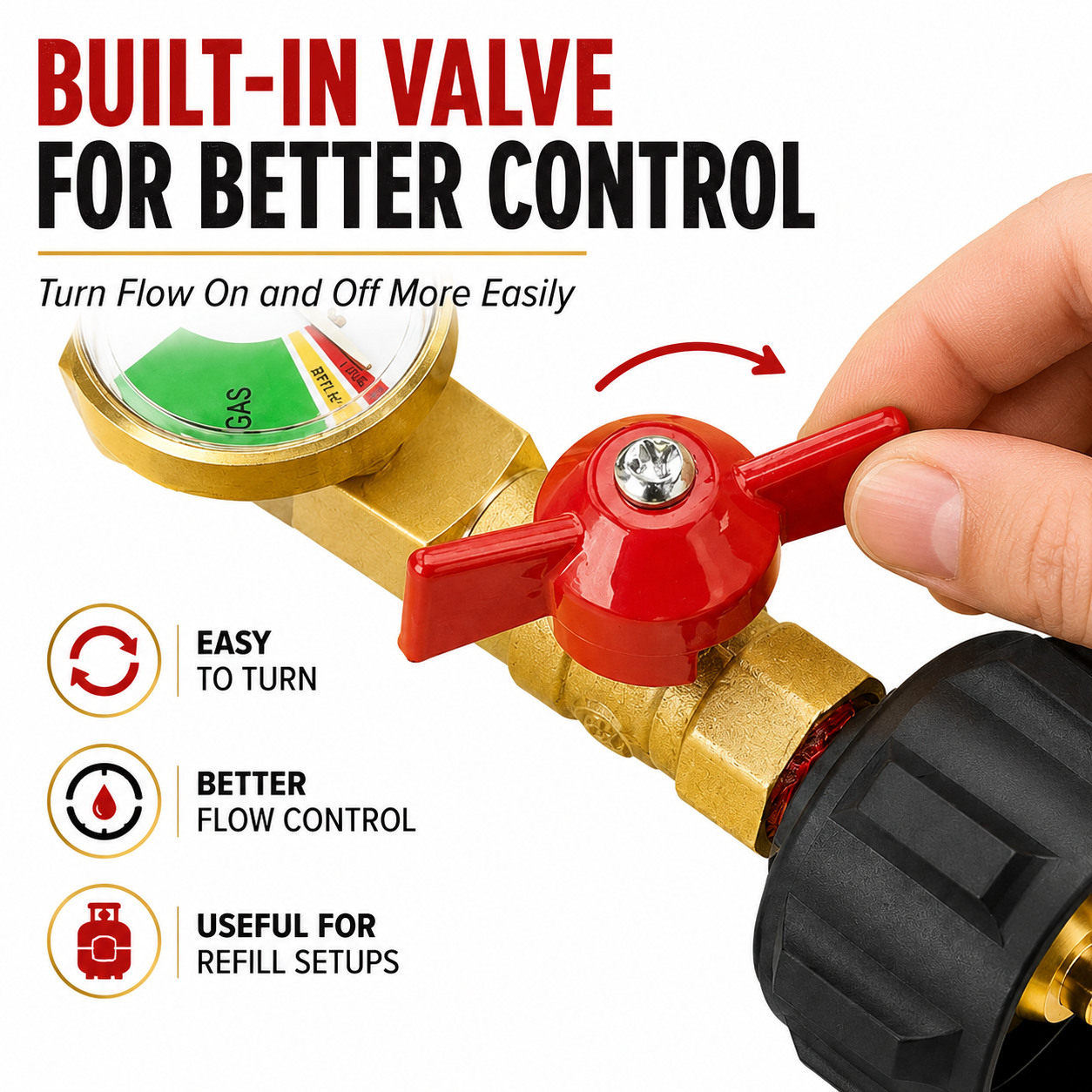 Propane Refill Adapter with Valve and Gauge