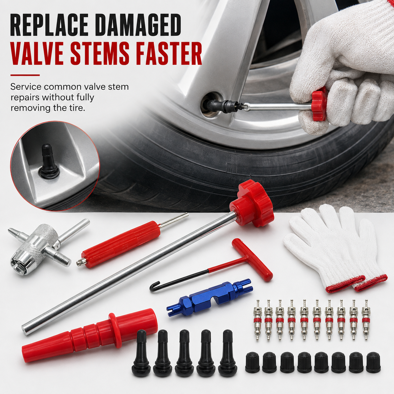 🔥Hot Sale 50% OFF🔥Tire Valve Stem Repair &amp; Replacement Tool Kit