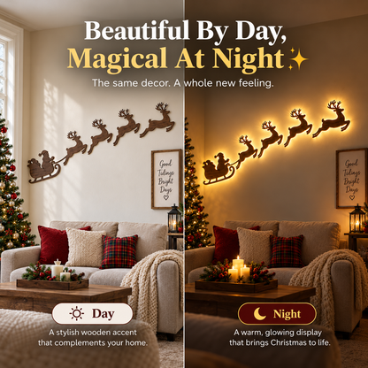 🔥Christmas Sale 49% OFF🎄Lighted Santa Sleigh & Reindeer Wall Decor
