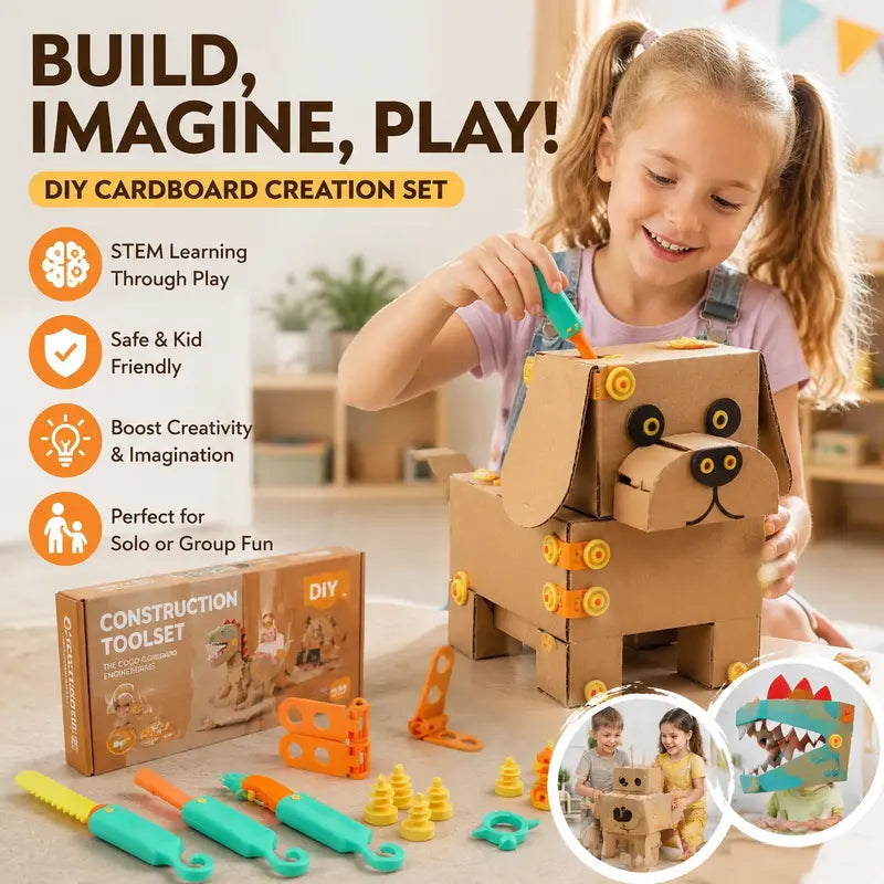 Kids Cardboard DIY Building Kit - Safe Rebuildables