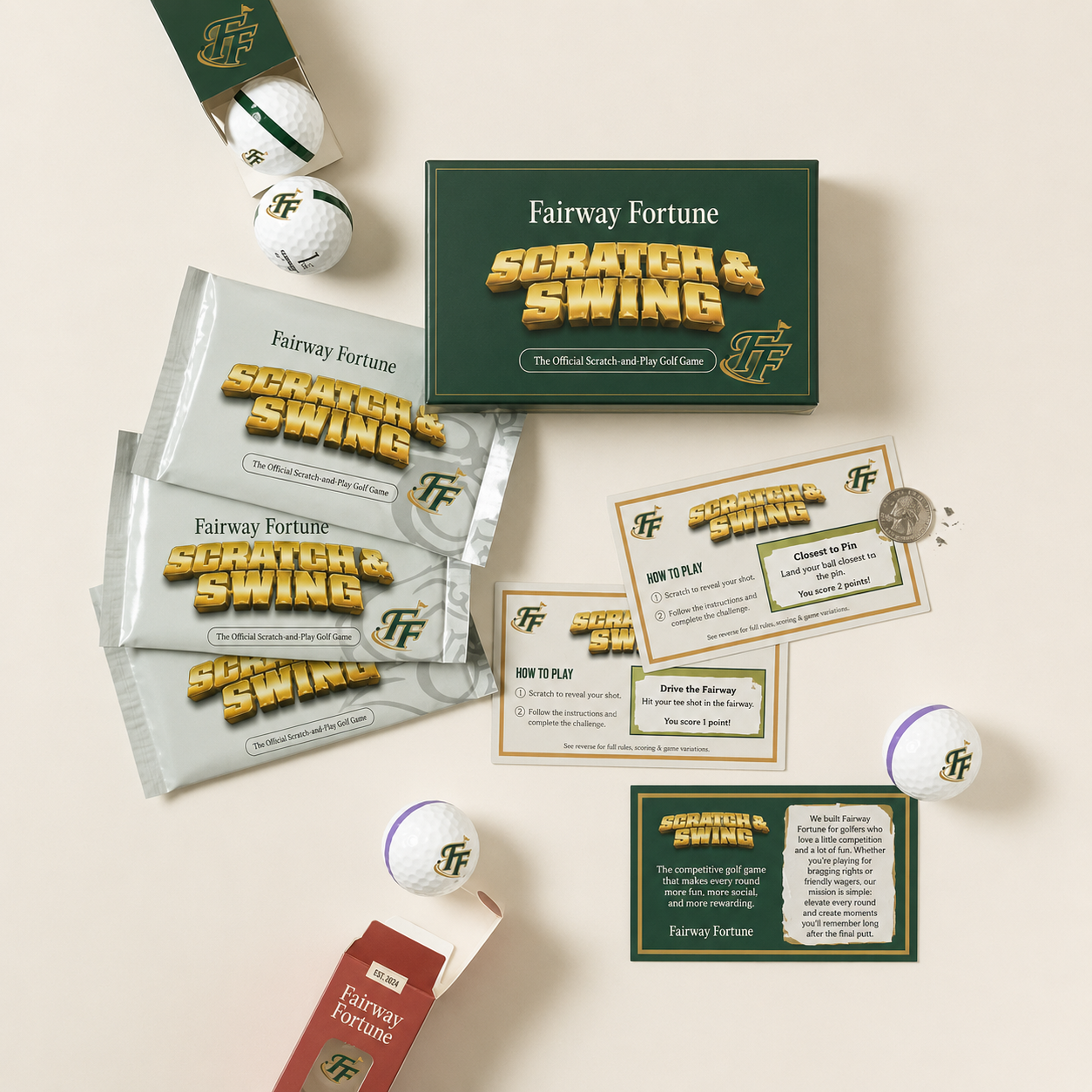 ⛳🏌️‍♂️ Scratch & Swing – The Ultimate Scratch-Off Golf Card Game (3 Decks / 57 Challenges)