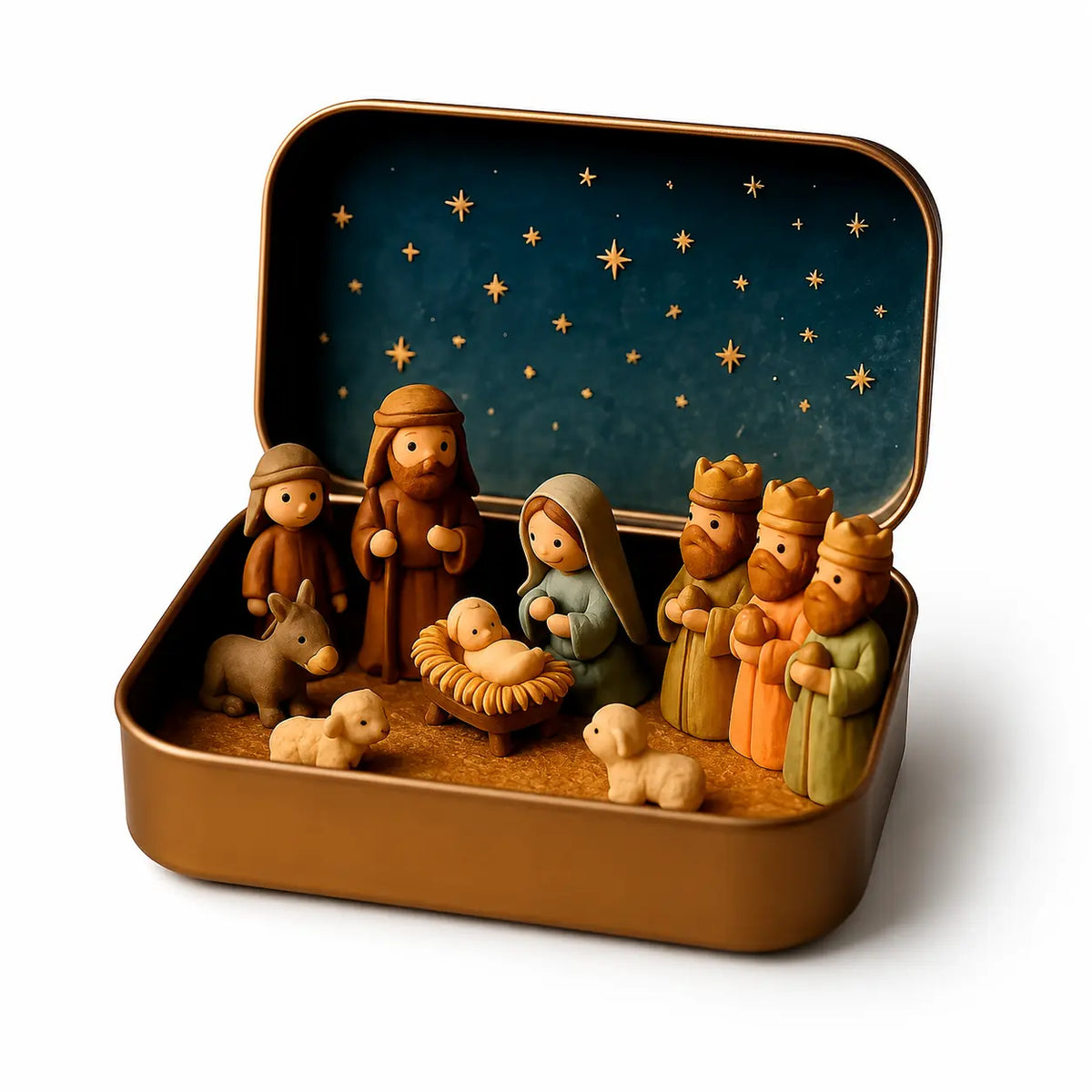 Pocket-Size Mini Nativity Scene with Storage Box