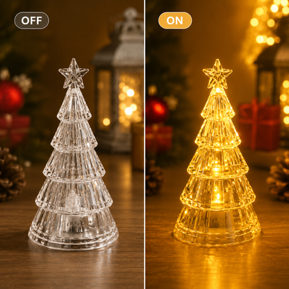 🎄 Christmas Early Bird 65% OFF ✨ Crystal LED Christmas Tree Light – Warm Glowing Tabletop Holiday Decor