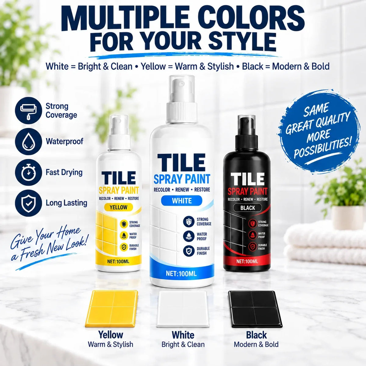 🔥2026 HOT SALE🎨Tile Renewal Spray Paint – Recolor & Refresh - 49% OFF!!!