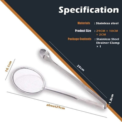 🍳 LIMITED-TIME BOGO 🍃 2-in-1 Stainless Steel Strainer Clamp — Fine Mesh Filter & Tong, Oil Drain
