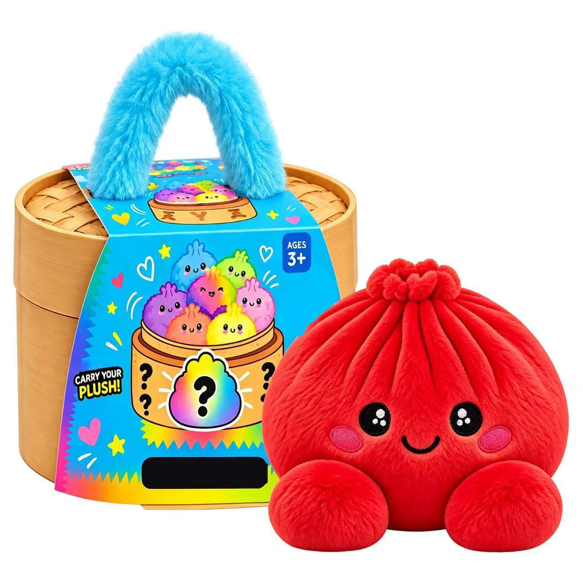🔥Hot Sale 50% OFF🔥-🌈Cute Plush StuffedDumpling Squishies, BigRainbow Squishes withSteamer🥟🎁
