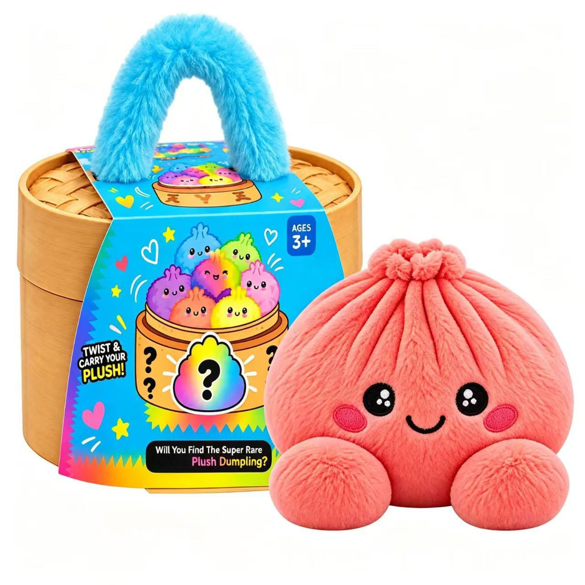 🔥Hot Sale 50% OFF🔥-🌈Cute Plush StuffedDumpling Squishies, BigRainbow Squishes withSteamer🥟🎁