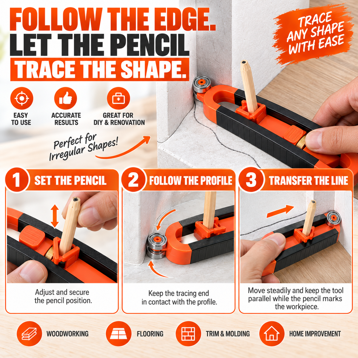 ✨ Hot sale —✏️Contour Gauge Scribe Tool with Lock and Pencil