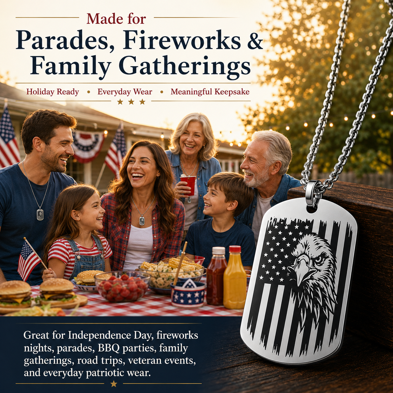 🔥Hot Sale 50% OFF🔥1776–2026 Eagle Dog Tag Necklace