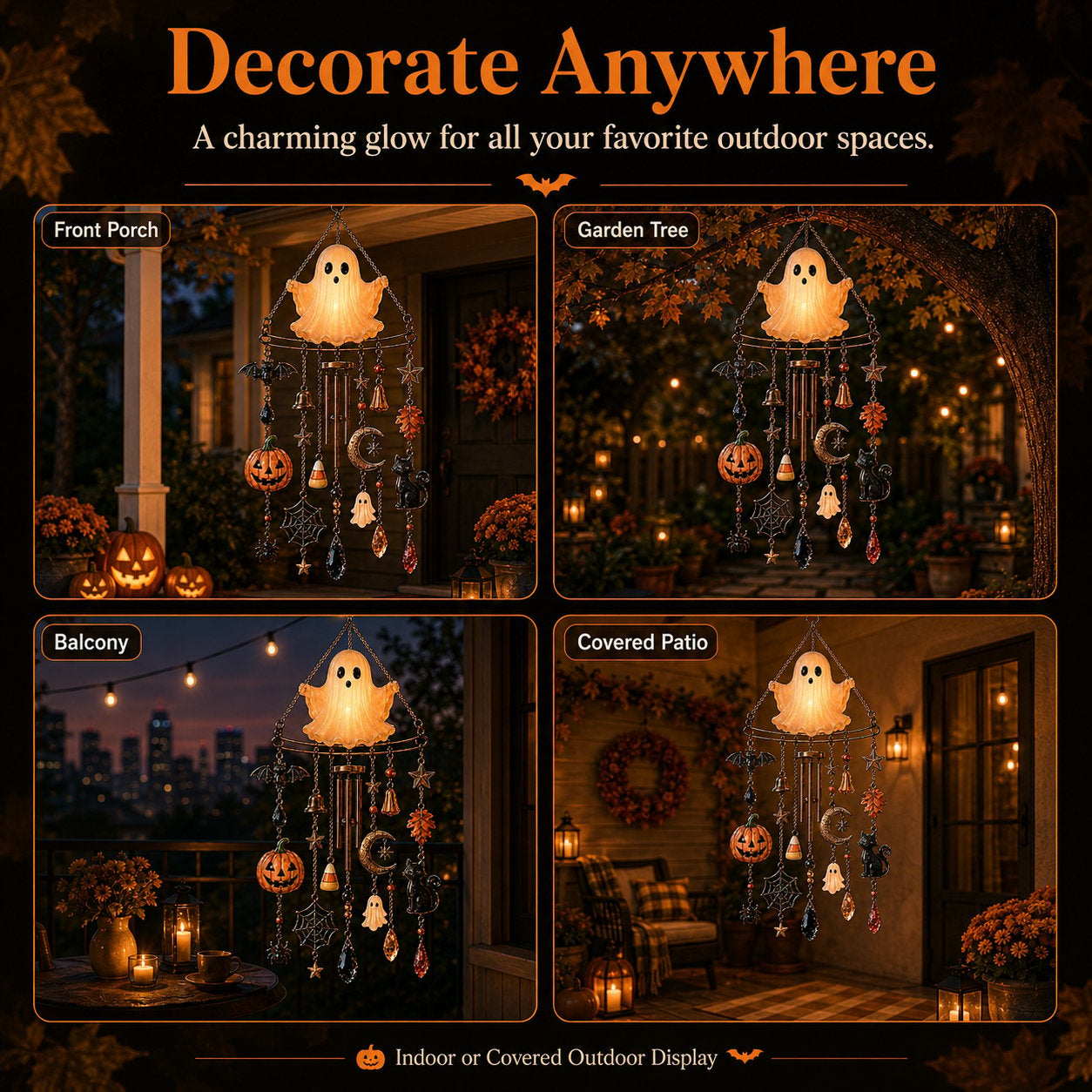 👻Haunted Ghost Wind Chime – Glowing Halloween Outdoor Porch & Garden Decor