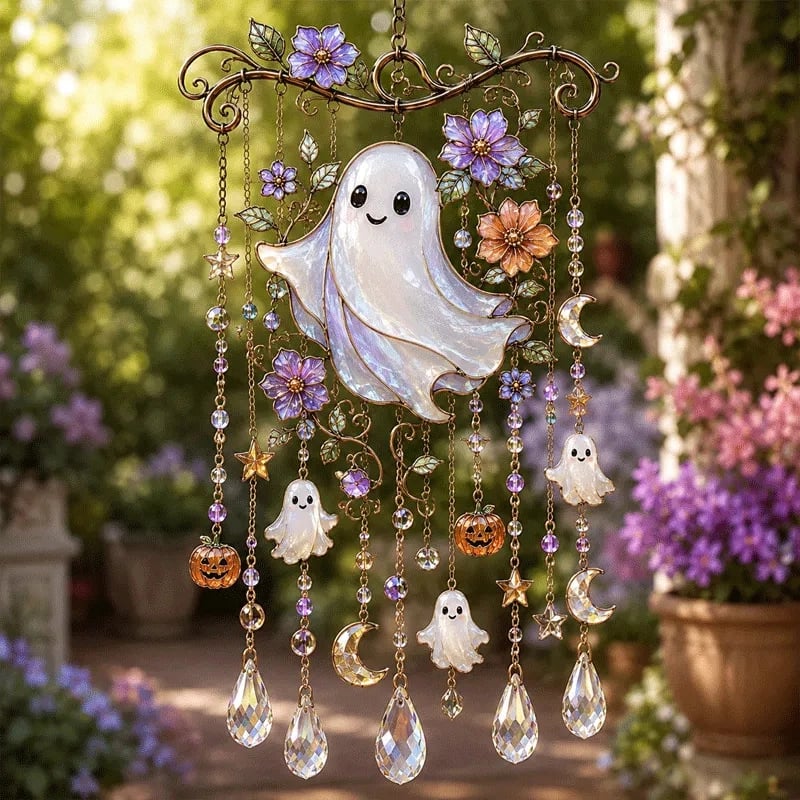 🔥HOT SALE🔥Halloween Glass Suncatcher Wind Chime