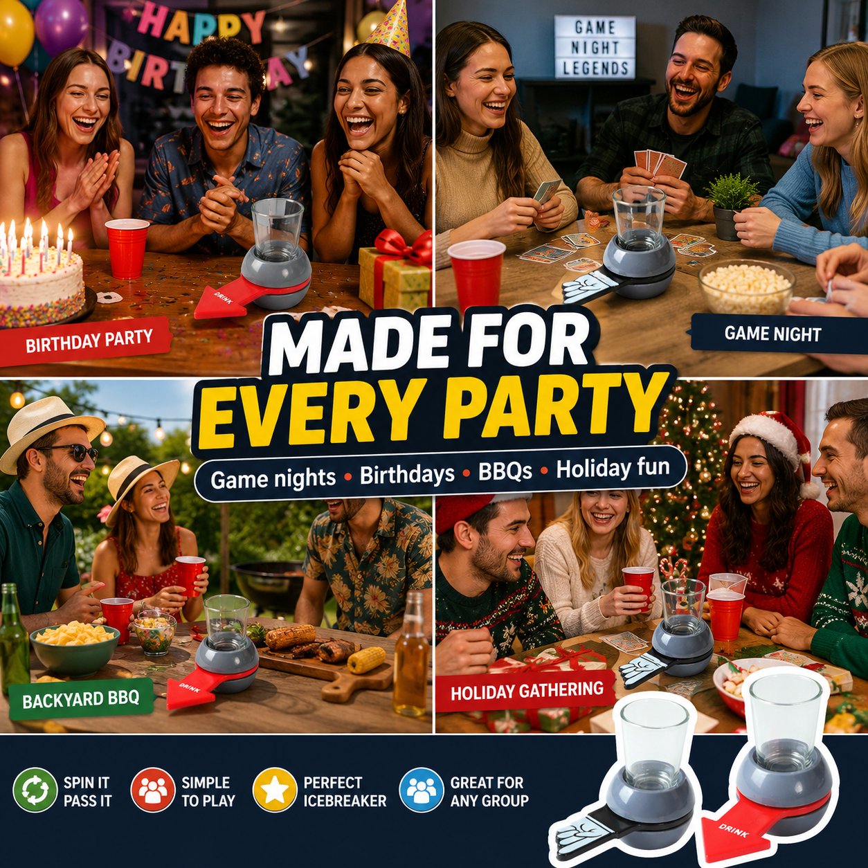 🔥Last Day 49% OFF✨Spin The Shot – Fun Party Drinking Game
