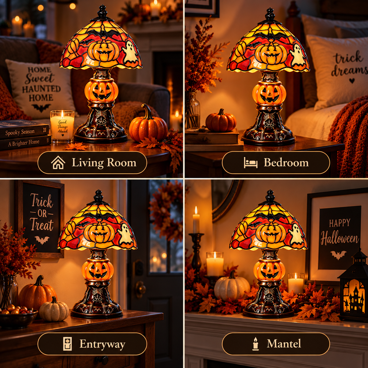 🔥Hot Sale 49% OFF🔥Retro Halloween Pumpkin & Bat Table Lamp