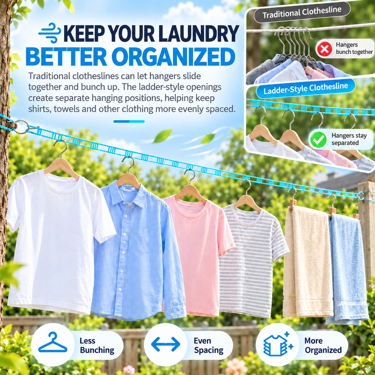 🔥 Limited-time 50% off —Windproof Ladder Clothesline