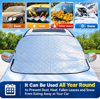Car Windshield Snow Cover | All Season Sun & Frost Protector for Cars, SUV, Truck