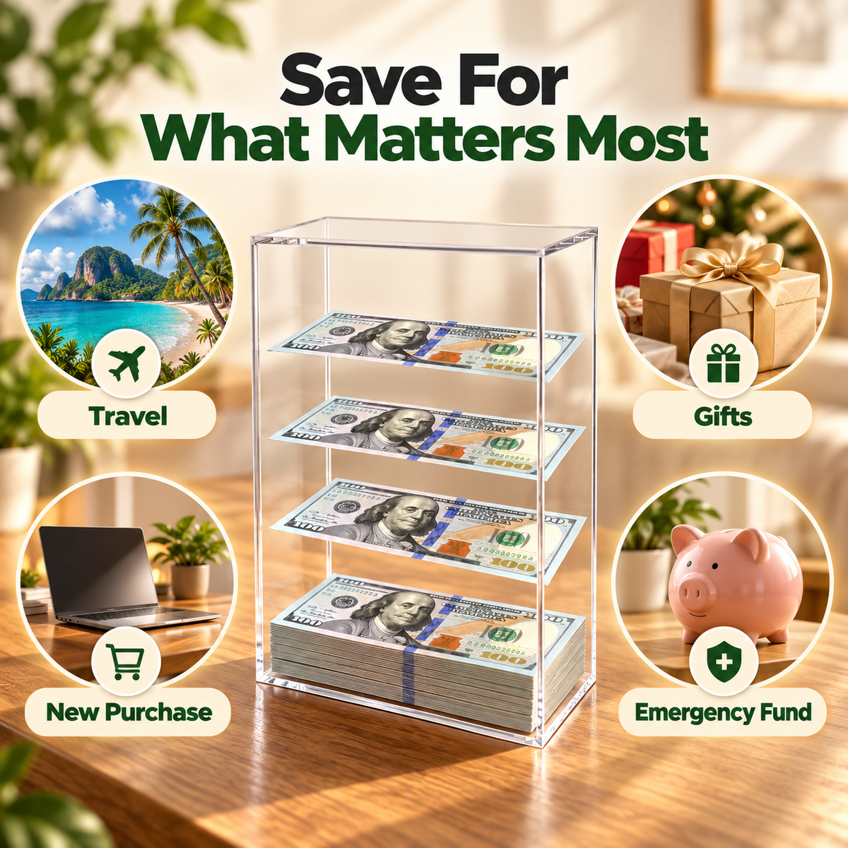 💵Floating Savings Box — Holds over 2,000 Bills