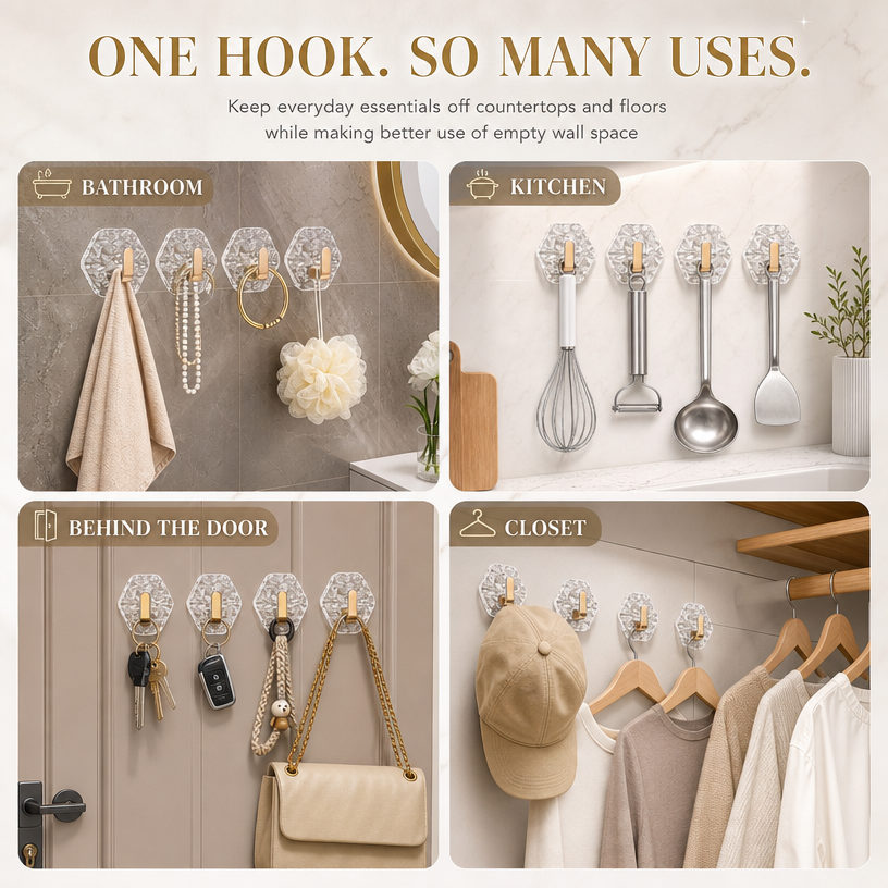 🔥Limited time 50% OFF-Crystal Clear Adhesive Wall Hooks