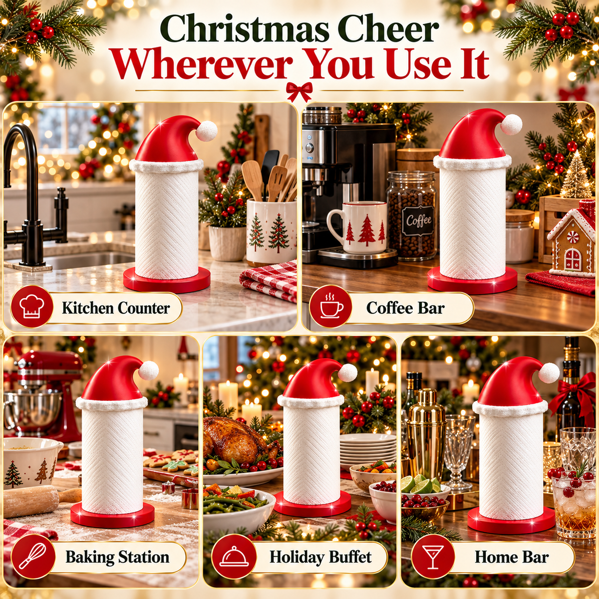 🎄Santa Hat Christmas Paper Towel Holder