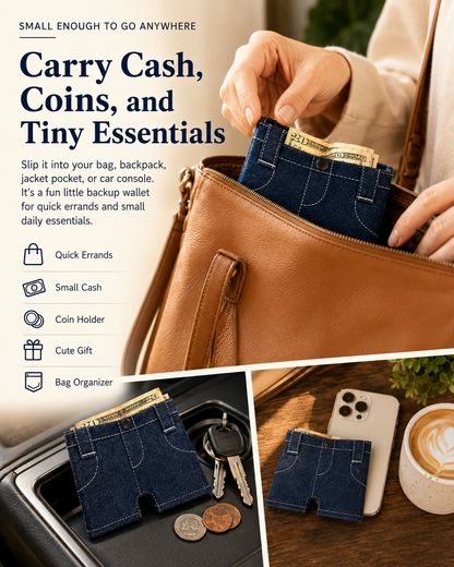 🤠Mini Jeans Wallet - A tiny denim wallet with big handmade charm