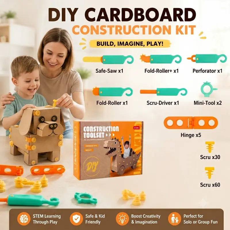 Kids Cardboard DIY Building Kit - Safe Rebuildables