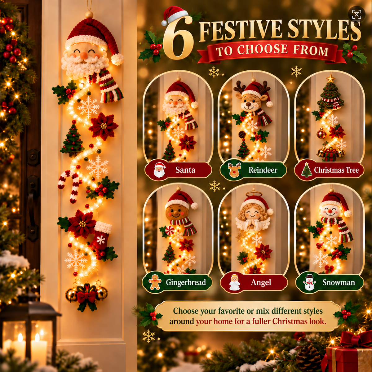 🔥Hot Sale 50% OFF🔥Glowing Christmas Door Hanger 🎄✨