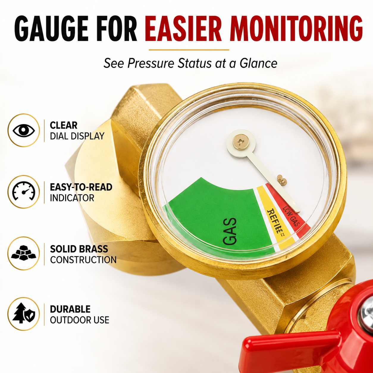 Propane Refill Adapter with Valve and Gauge
