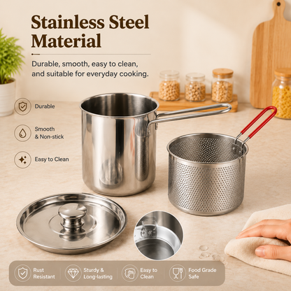 🔥Last Day 49% OFF 🔥3Pcs Stainless Steel Deep Fryer Set🍟