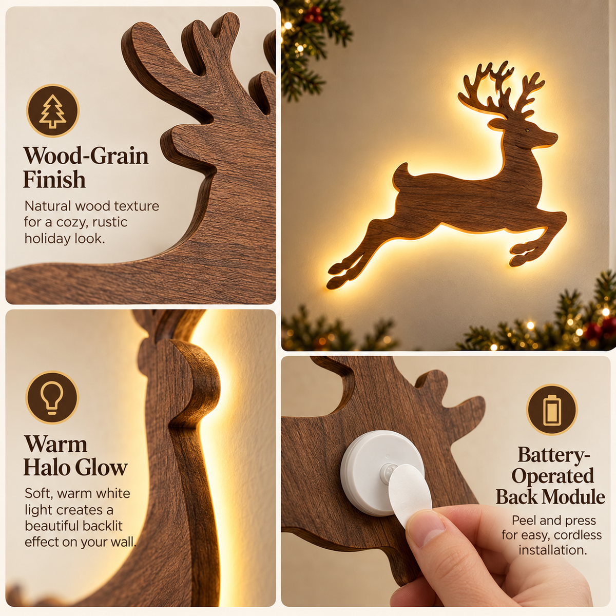 🔥Christmas Sale 49% OFF🎄Lighted Santa Sleigh & Reindeer Wall Decor