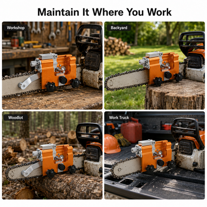 Portable Chainsaw Chain Sharpening Jig  |  Hand-Crank Guide for Fast, Consistent Chain Maintenance