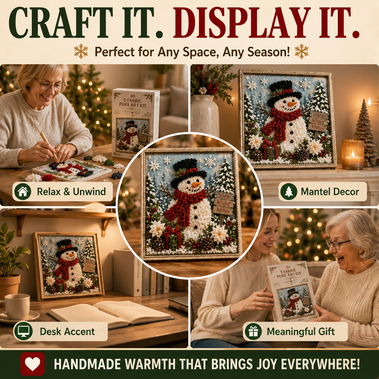 ✨ DIY 3D Christmas Fabric Poke Art | The Ultimate Holiday Gift & Décor