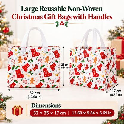 🎄Christmas Sale 49% OFF🎄16 Pack Large Reusable Non-Woven Christmas Gift Bags with Handles