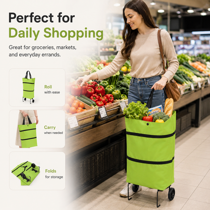 🔥Hot Sale 49% OFF🔥Foldable Shopping Trolley Bag with Wheels