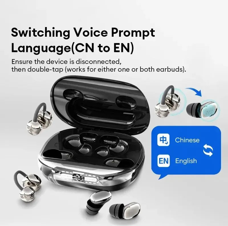 🎧 3-in-1 Wireless Earbuds with Power Bank Charging Case – Clip-On & Sleep Bluetooth Headphones with 4 Earbuds, Noise Cancellation, IPX5 Water Resistant for Sports & Sleep
