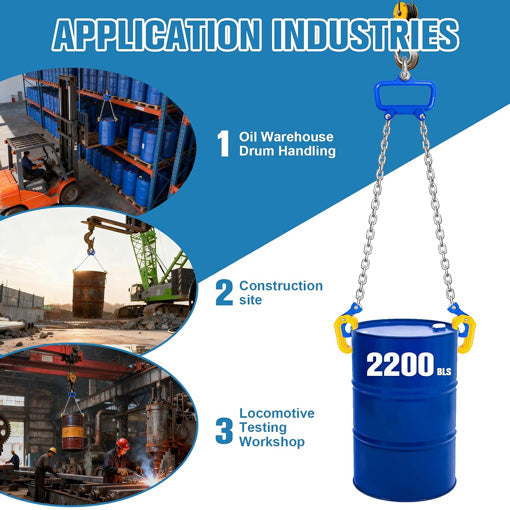 Chain Drum Lifter with Self-Locking Hook