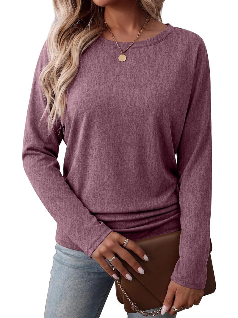 Womens Long Sleeve Shirts Ruched Hem Fall Tops Lightweight Sweaters - Product image 3
