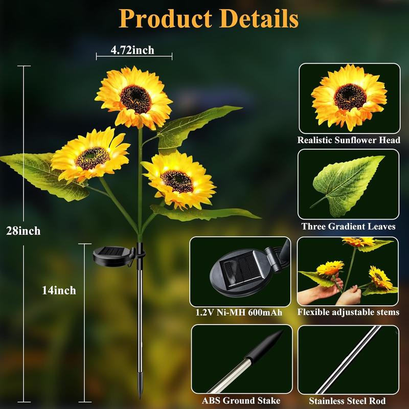 🔥🌻Last Day Sale 50% OFF🌞Solar LED Sunflower Garden Lights-29.6inch/74cm