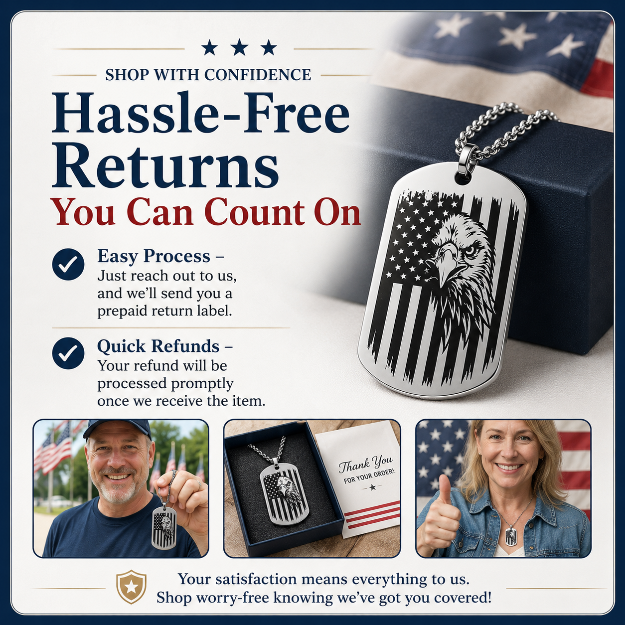 🔥Hot Sale 50% OFF🔥1776–2026 Eagle Dog Tag Necklace