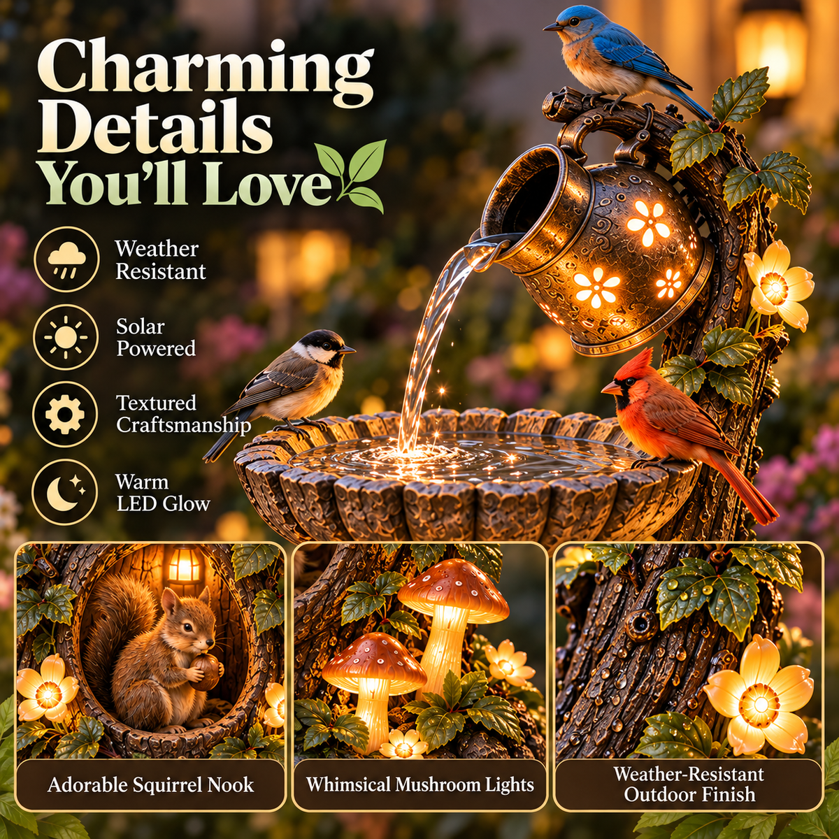 ✨ Holiday Sale 🐿️ Solar Garden Fountain — Bring Your Garden to Life