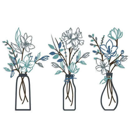 3 Pcs Metal Flowers Wall Art