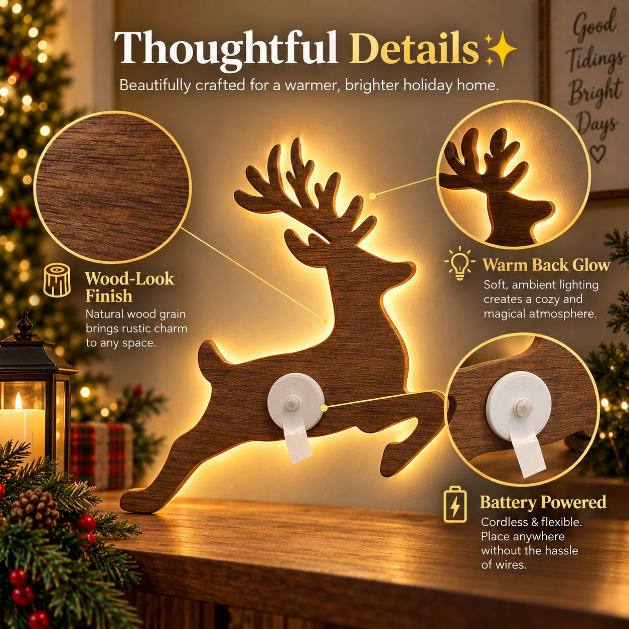 🔥Christmas Sale 49% OFF🎄Lighted Santa Sleigh & Reindeer Wall Decor